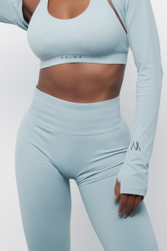 Set Motion - Verde Azulado (Top + Mangas + Legging)