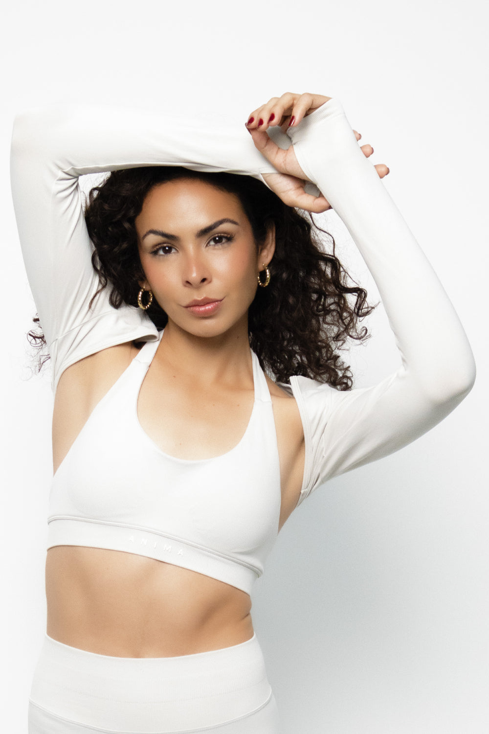 Set Motion Beige (Top + Mangas + Legging)